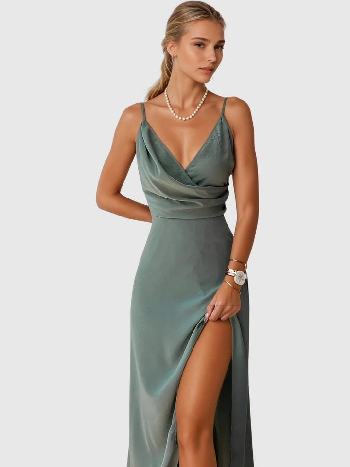 Lumeva | Saténové šaty s volným límcem