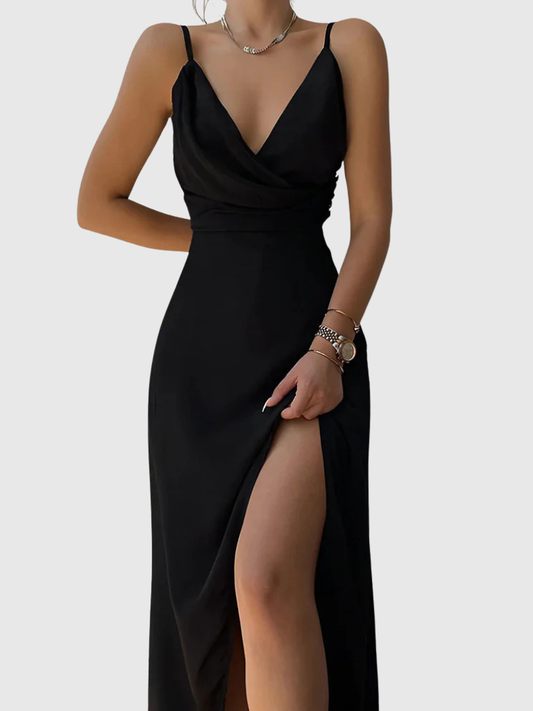 Lumeva | Saténové šaty s volným límcem